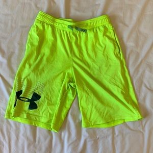 Boys Under Armor Neon Green Shorts Size Youth Large